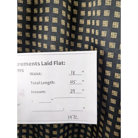 Robert Louis XXL Silk Blend Black & Gold Geometric Pattern Elastic Waist Pants - Picture 6 of 6